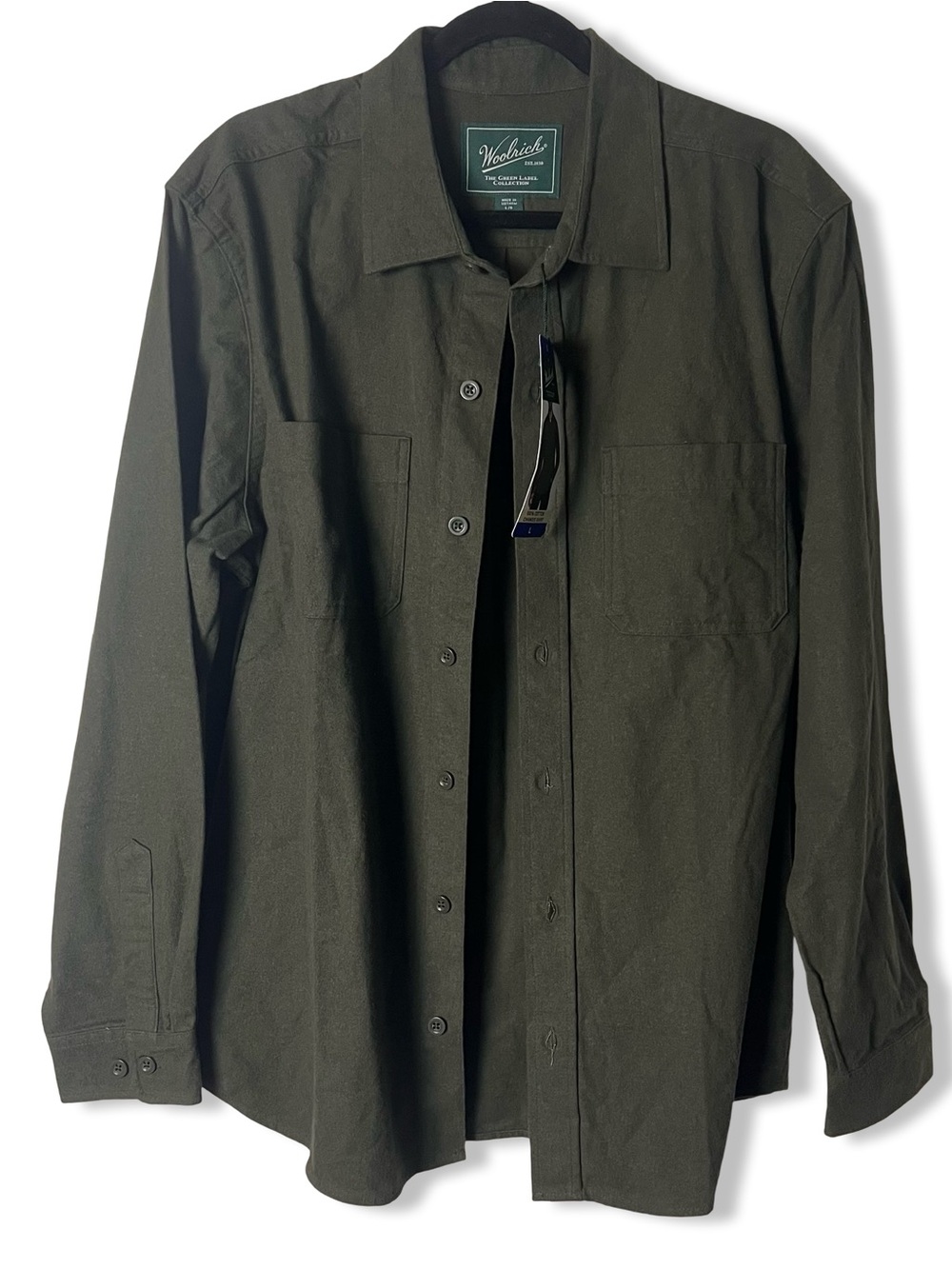 Woolrich Men's NWT Green Label Chamois Shirt Jacket Olive Cotton‎ Workwear Sz. L